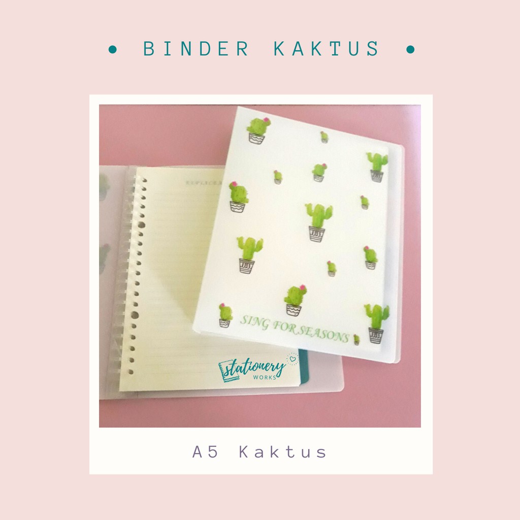 

Binder A5 motif kaktus divider pembatas binder pastel - notebook ring