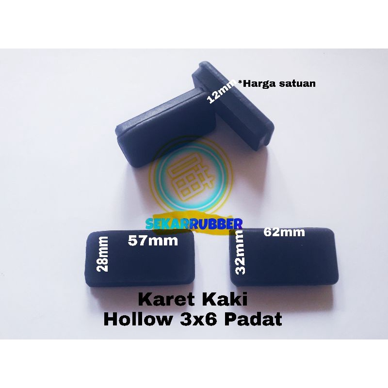 Karet Tutup Kaki Meja Kursi Rak Besi Hollow 3x6 Padat Holo