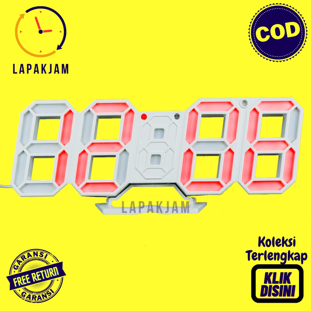 Jam Dinding Meja Digital Hiasan Dinding Minimalis Murah Kecil VST883 Putih Bagus