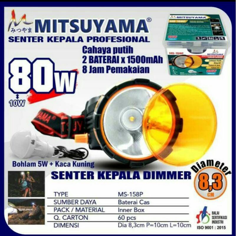 Senter Kepala Super Dimmer Led 50Watt Head Lamp Mitsuyama Ms - 158P Kode 240