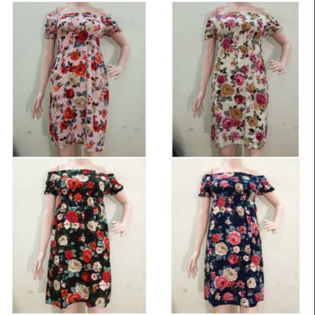 Dress sabrina pendek