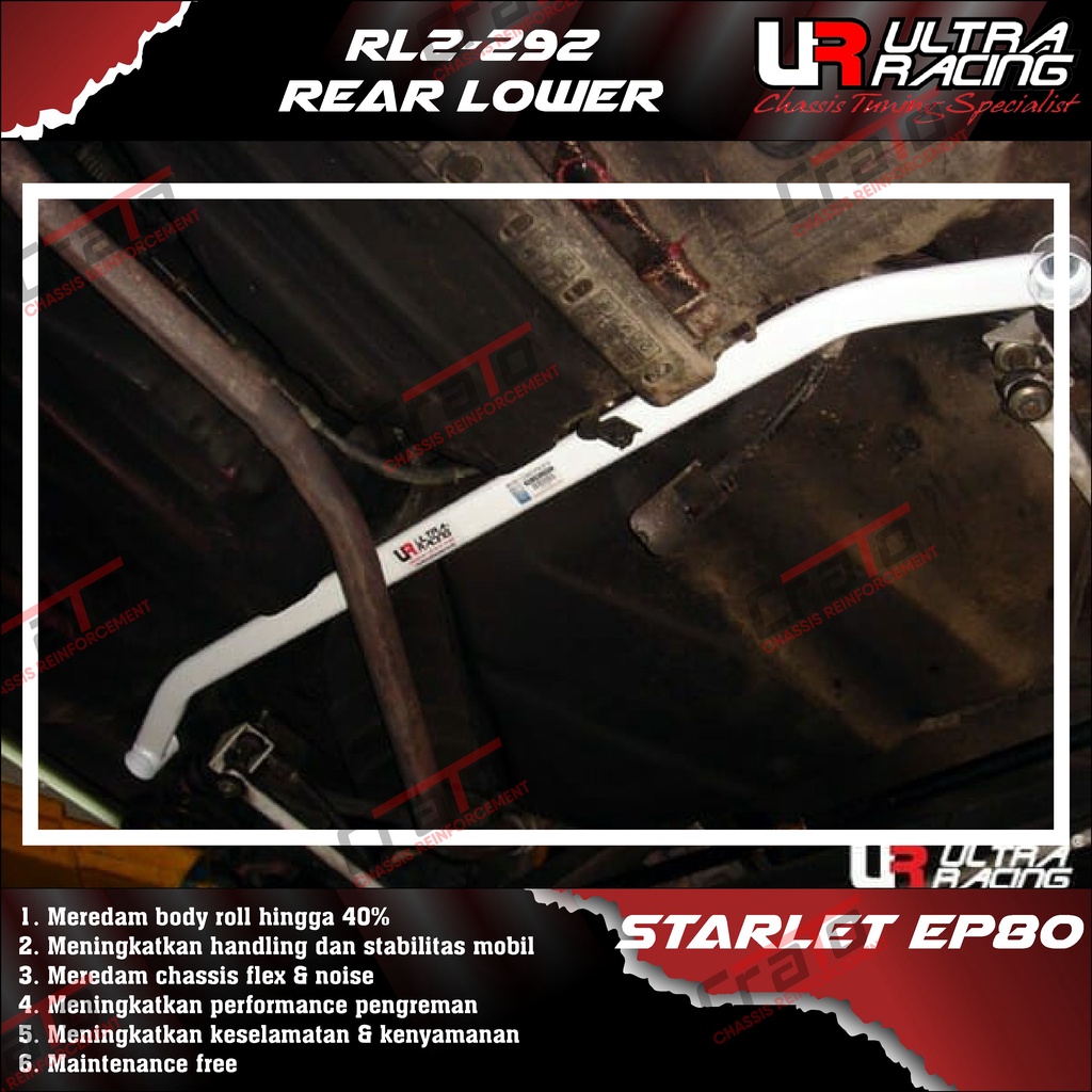 Aksesoris Stabiliser ULTRA RACING Safety Bar - Rear Lower Bar 2 Points - Toyota Starlet EP80 EP82 Ka