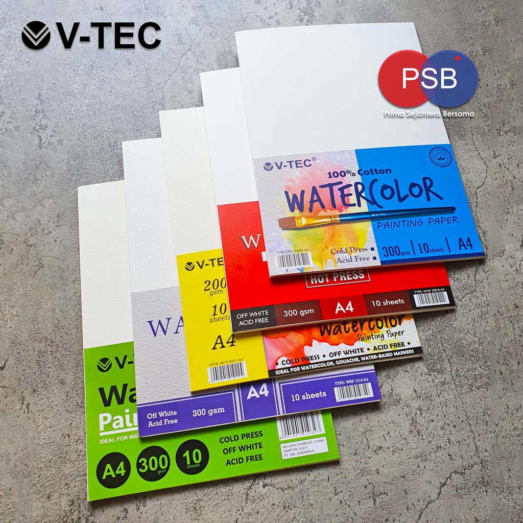 

Watercolor Paper V-TEC A4 / Kertas cat air A4 / Kertas gambar A4