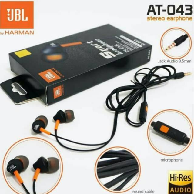 EARPHONE JBL AT043 HANDSFREE BASS MURAH MIC