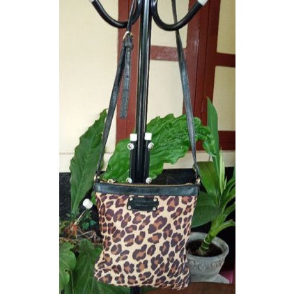 preloved sling bag kate spade leopard canvas tas mini