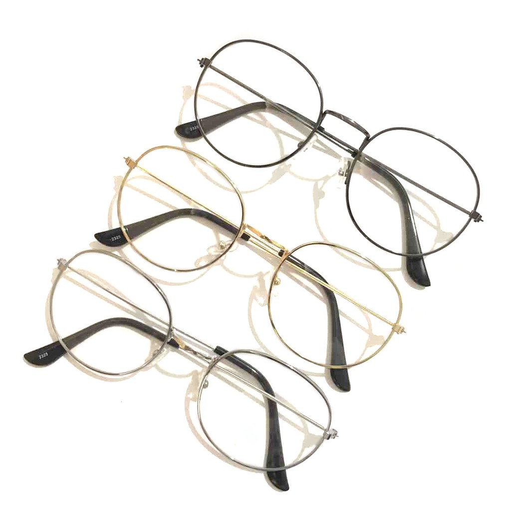 Kacamata Frame/Kacamata Wanita dan Pria Gaya Retro Round Eyeglasses Metal Frame