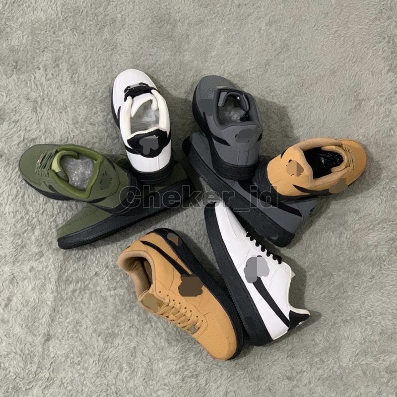 TERLARIS!! SEPATU A1R FORC3 1 ONE MID LOW BLACK WHITE HITAM PUTIH TAN BROWN ARMY ABU SEPATU SNEAKERS TERBARU