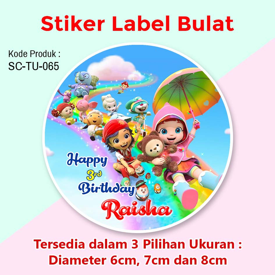 

STIKER LABEL ULANG TAHUN ANAK TUMPENG MINI SOUVENIR RAINBOW RUBY
