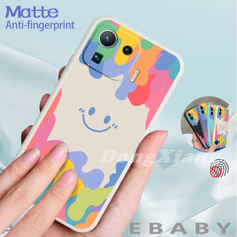 Smiley Casing Oppo A15 A15S A53 2020 A54 A94 A31 A37 A59 F1S Reno 5 Reno2F Reno5F 4F A12 A92 A52 A3s F9 F7 Realme8 RealmeC25 C11 C12 C3 5 5i 6i Square Silicone Colorful Ice Cream Color Soft TPU Case