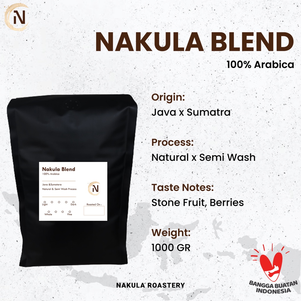 

Biji Kopi / Coffee Beans Espresso Nakula Blend 100% Arabica Premium 1000 Gram / 1KG