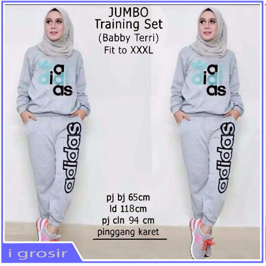 BAJU OLAHRAGA WANITA JUMBO LD120 SETELAN OLAHRAGA WANITA ADIDAS SERAGAM SENAM WANITA HIJAB
