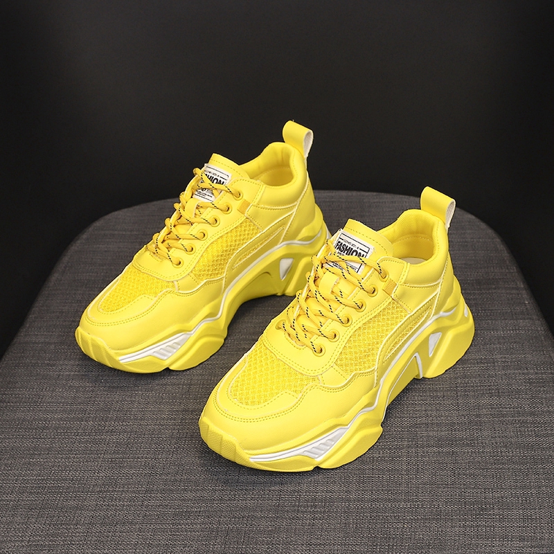  Sepatu  Sneakers Wanita  Gaya Korea Warna  Kuning  Bernapas 