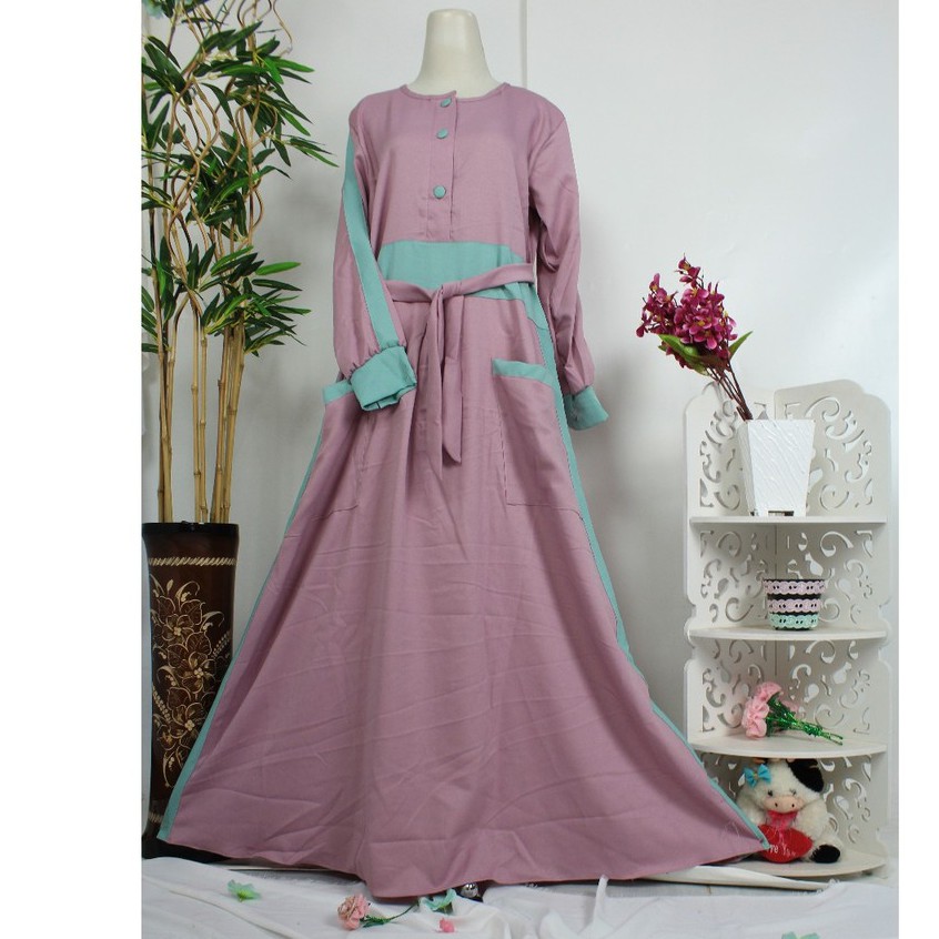 Alisha dress syari gamis Saku depan umbrella Mayung busana muslim wanita muslimah osd oki