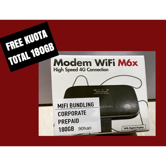 Modem WiFi M6x Smartfren MIFI Bundling Corporate Prepaid 180 GB