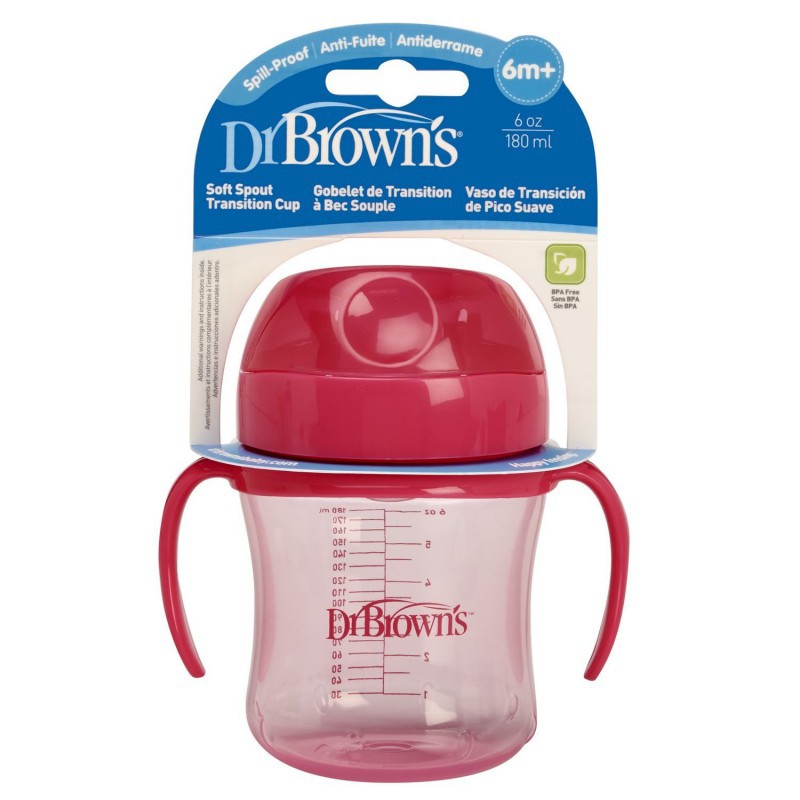 Dr. Brown's Soft Spout Transition Cup / Mangkuk Bayi 180ml - 6m+ (Tersedia Pilihan Warna)