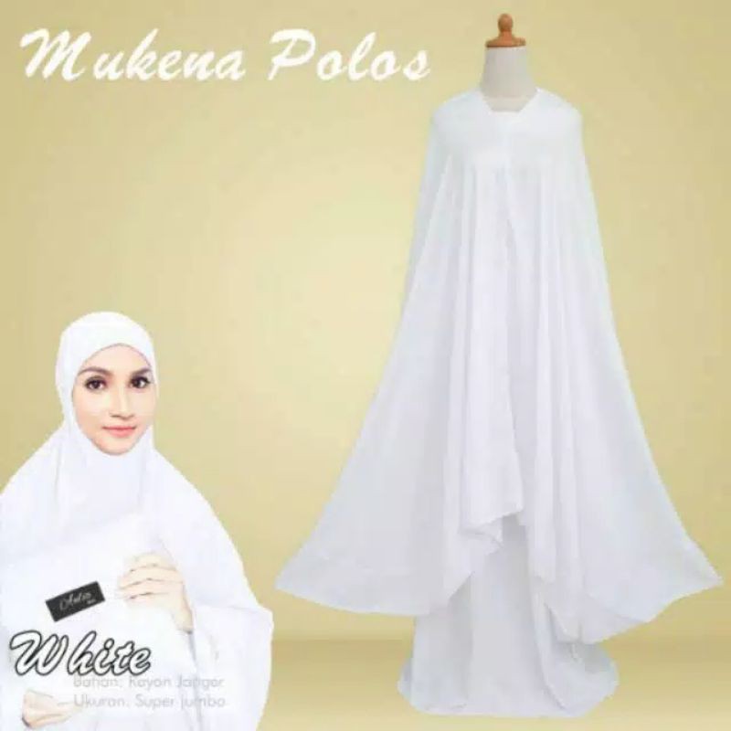 Mukena Polos White Putih Katun Rayon Bali Jumbo Rempel Exclusive