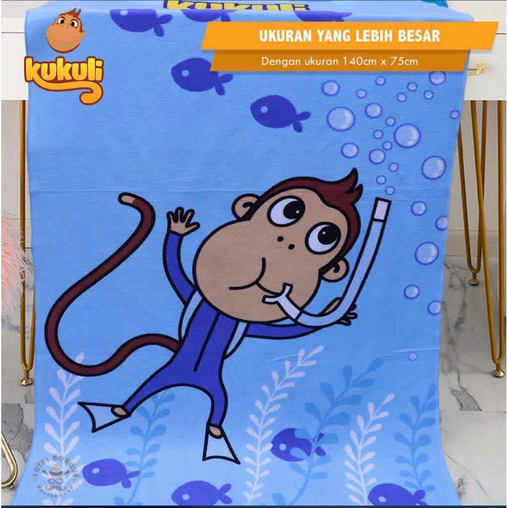 Terlariss!! Handuk Microfiber Kukuli Motif Monyet Gramasi 30X70 / Handuk Mandi Lembut