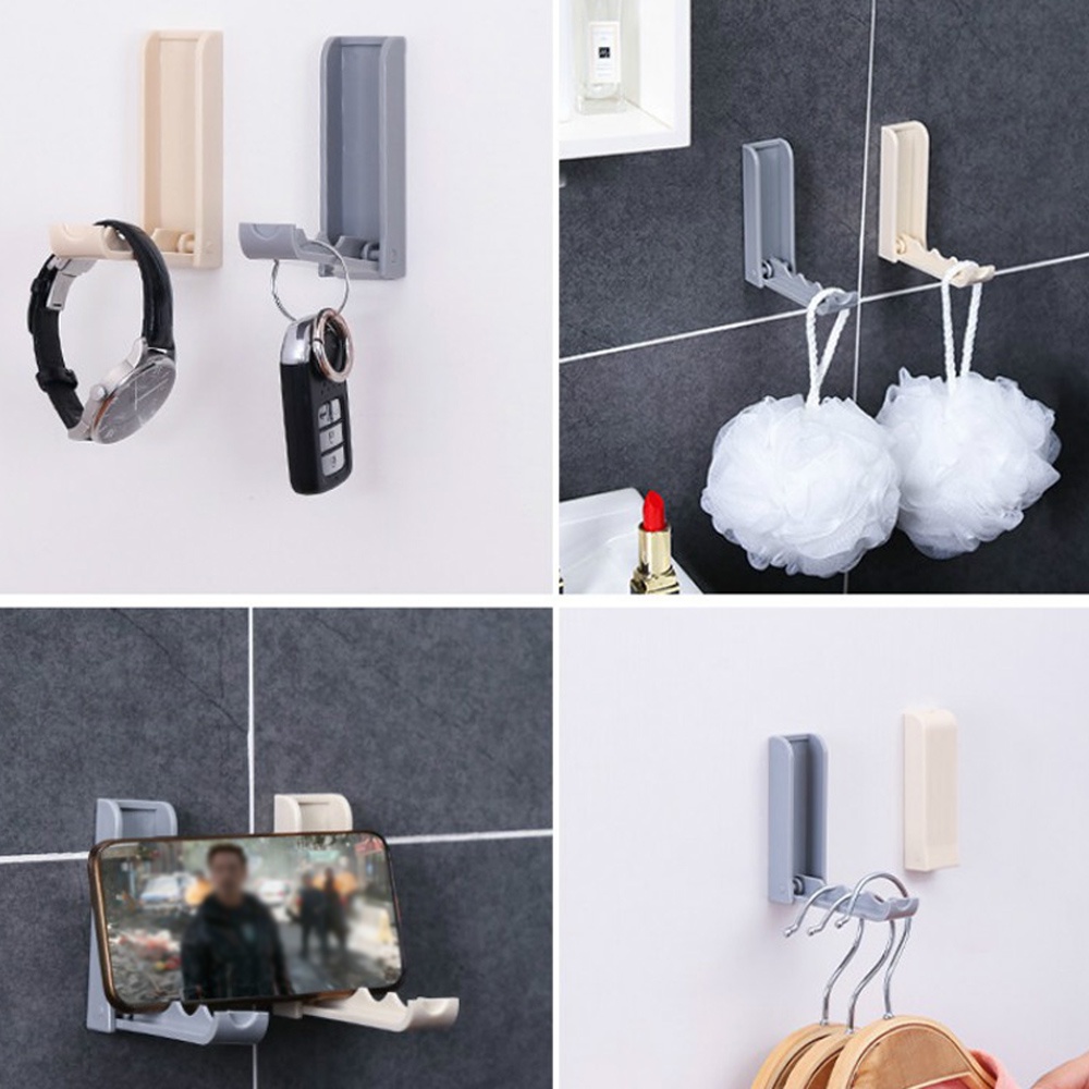 Kait Gantungan Lipat Multifungsi Dengan Perekat Untuk Kamar Mandi / Dapur