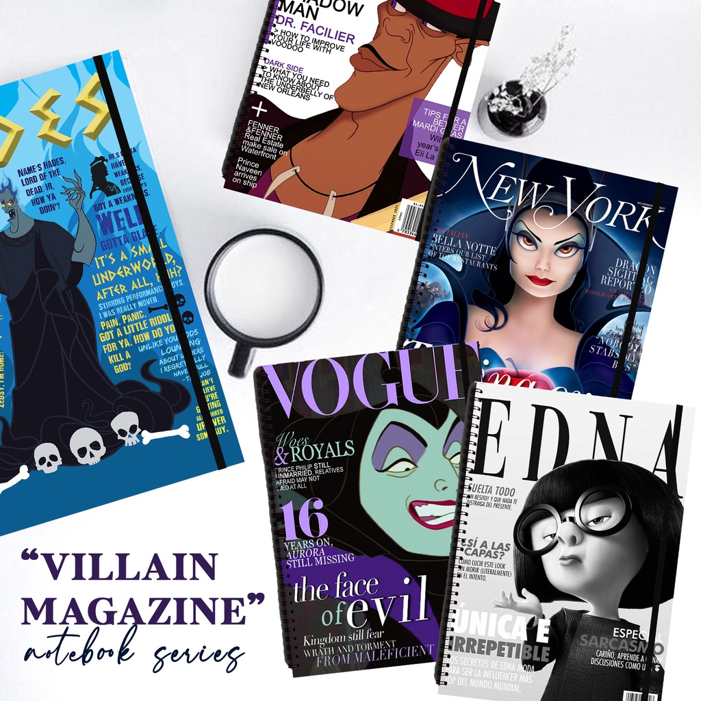 

D*SNEY VILLAIN SERIES Aesthetic Ruled Grid Dotted Notebook Diary Journal Bujo School Buku Tulis