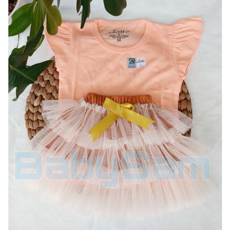 Setelan Tutu dan Kaos Ruffle 2bln-1Tahun