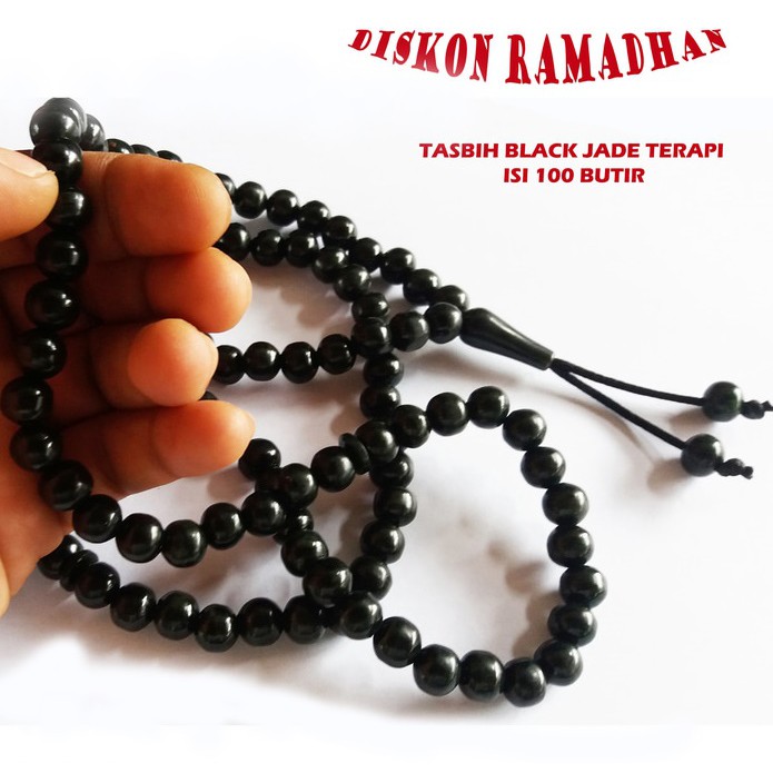 Tasbih 99 Natural Giok Black Jade Aceh Super Terapi Tembus Full