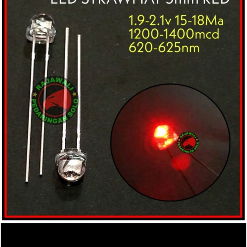 5PCS LED STRAWHAT 5MM MERAH  STRAWHAT RED