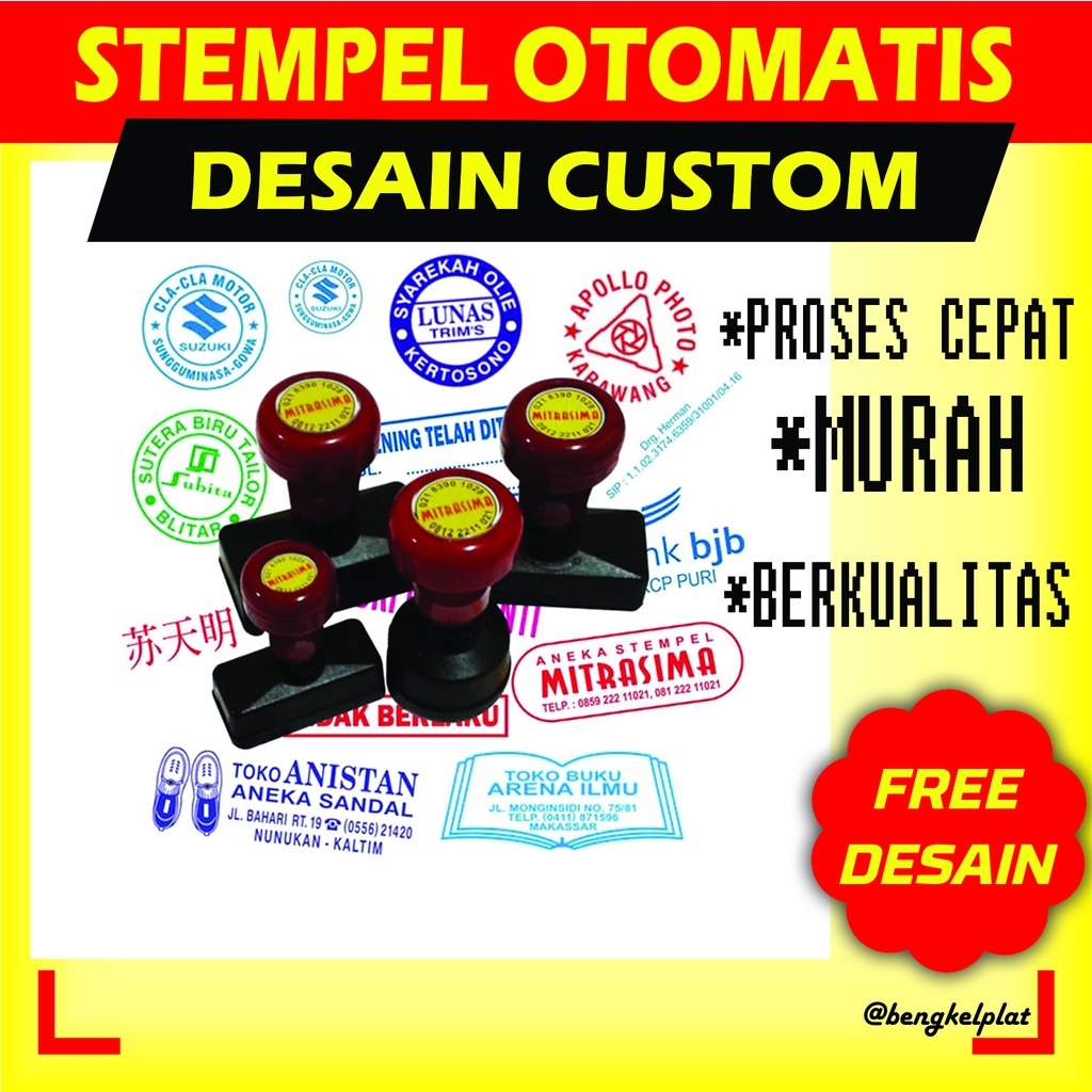 

Stempel Flash Otomatis Warna Custom Nama Toko Logo Sekolah Lembaga Lunas Tanda Tangan Legalisir