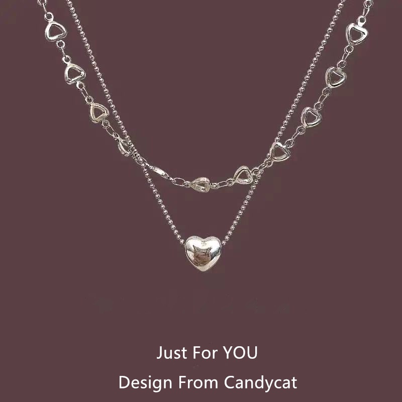 Gadis California ~ hip hop gaya dingin double-layer titanium steel necklace in Internet selebriti ga