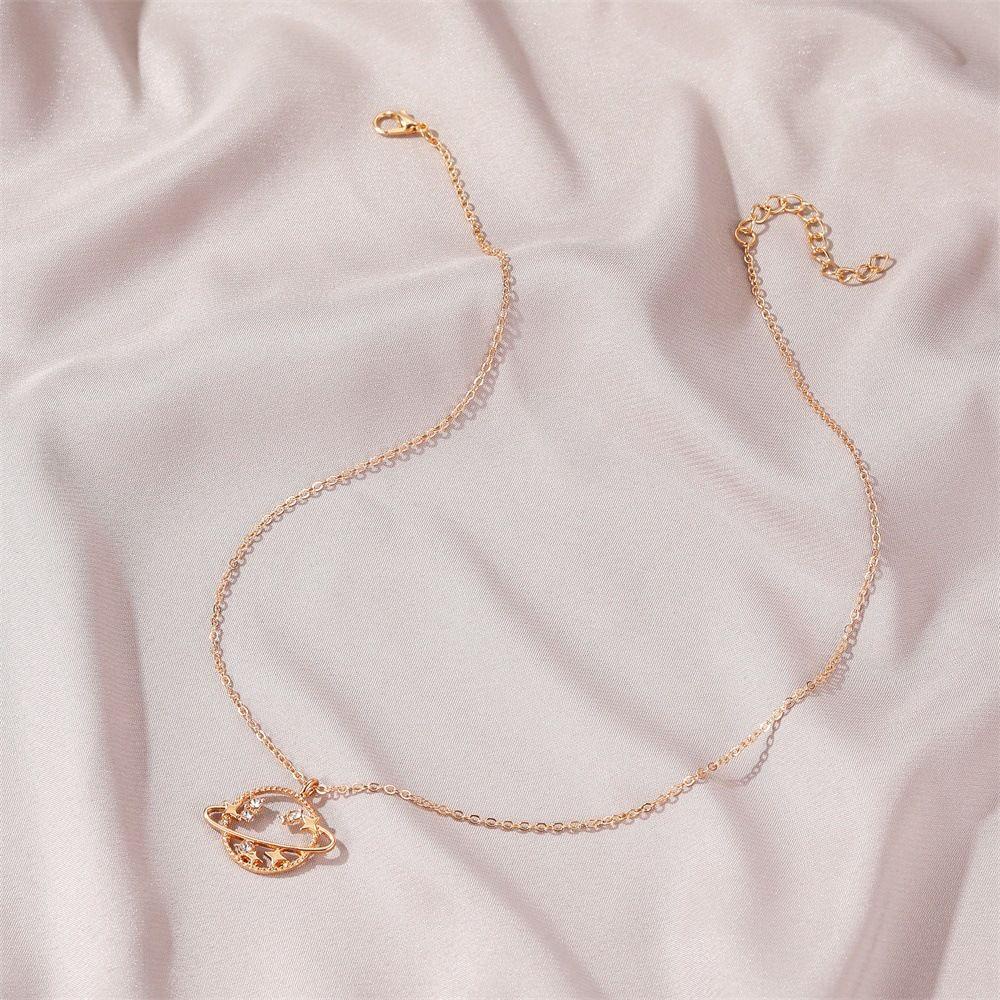 Kalung LILY Planet Set Hadiah Rantai Kesederhanaan Bergaya Berongga Keluar