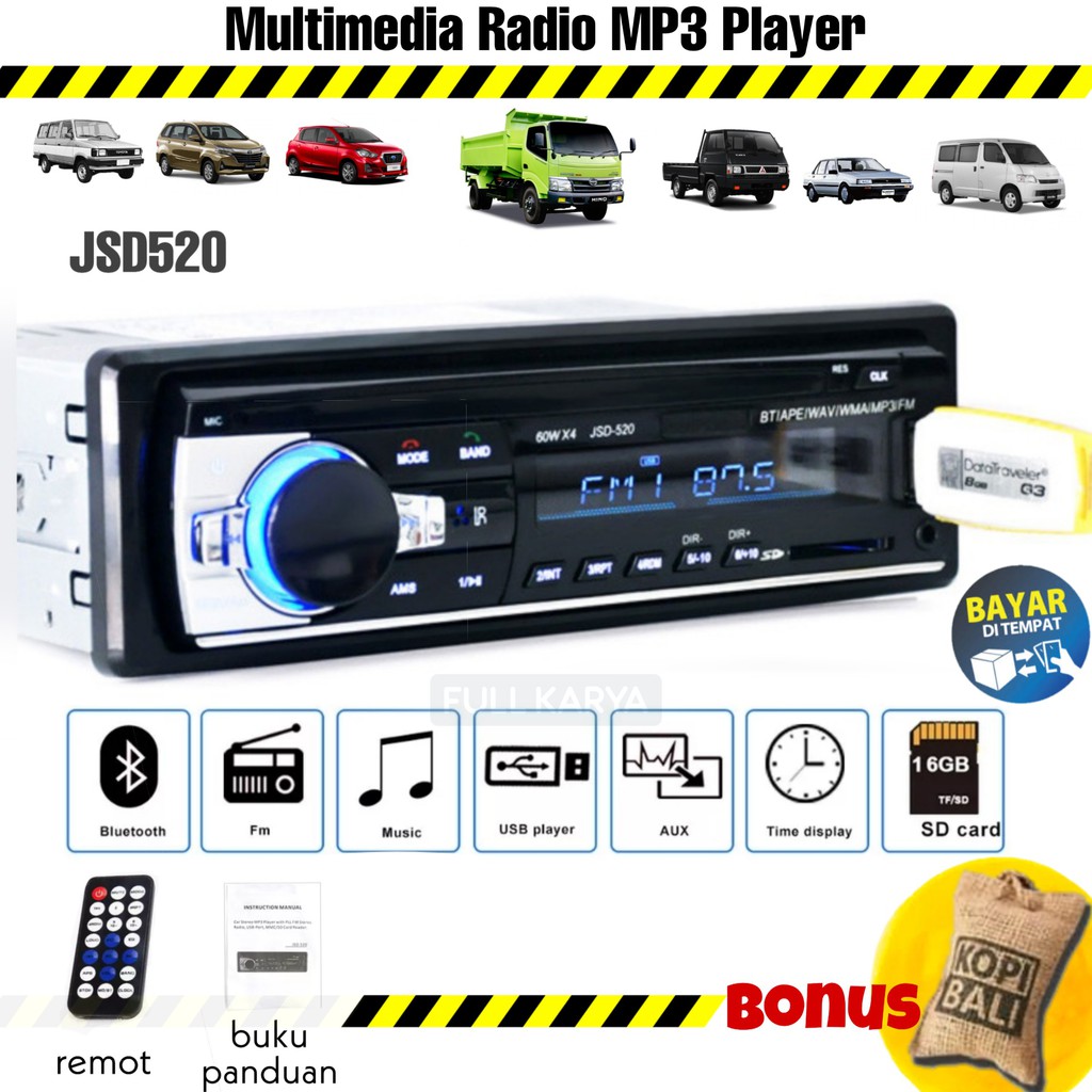 Single Din Audio Tape Mobil LCD Multifungsi Bluetooth USB MP3 FM Radio Phone Call Tep Mobil