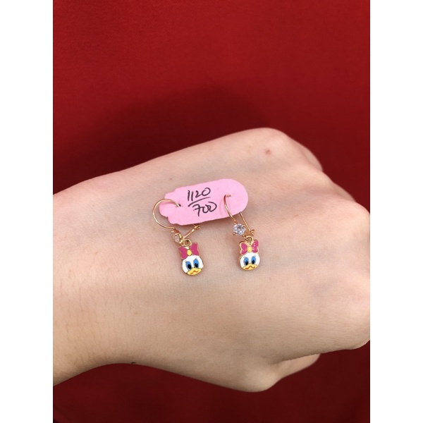 Anting hook anak gantung donald bebek emas asli 700