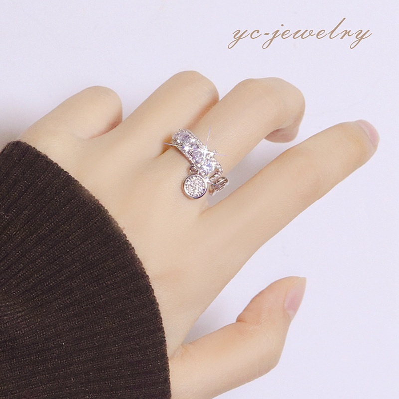 Fancyqube Cincin Zircon Putih Rose Gold Gaya Vintage Untuk Wanita