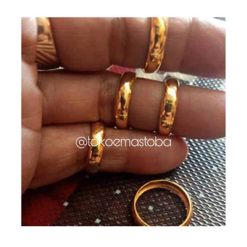 Cincin bola rotan polos berat 3gram emas 24karat
