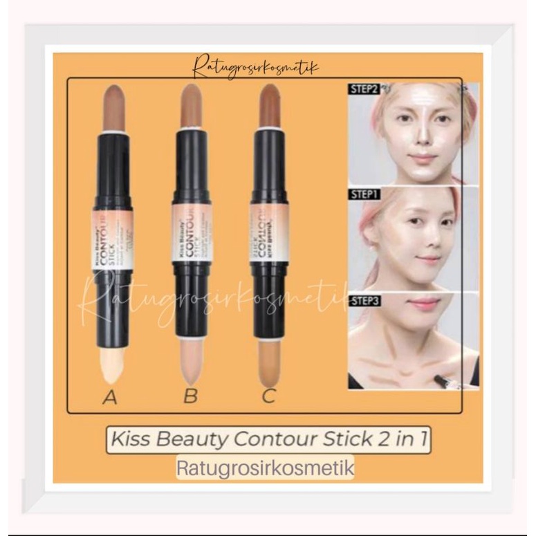 [ECER] CONTOUR + HIGHLIGHTER STICK KISS BEAUTY 2in1 NO.58523