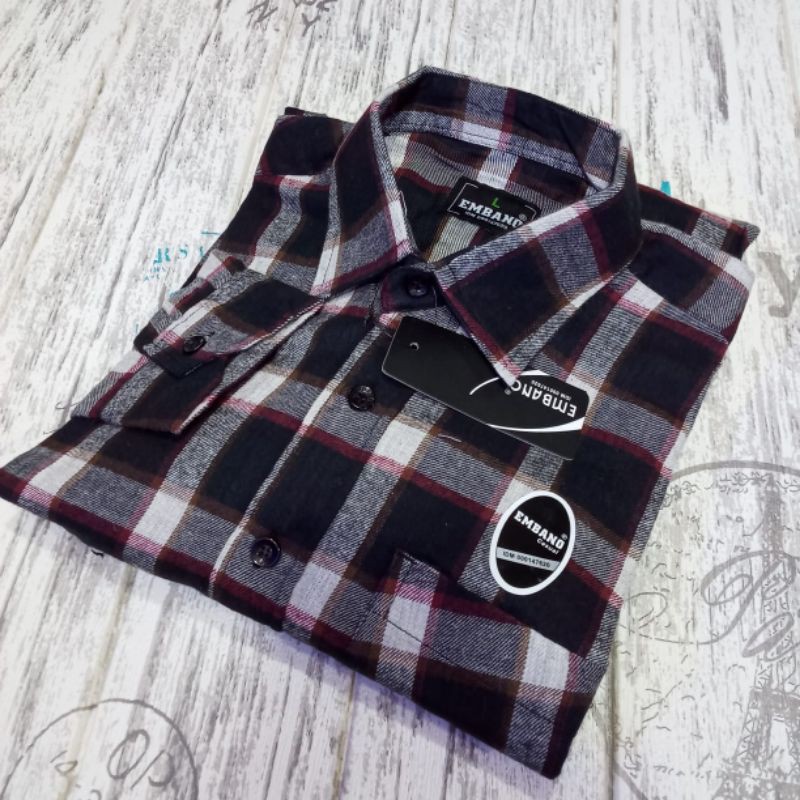 kemeja flanel lengan panjang  pria - kemeja kotak kotak - hem pria