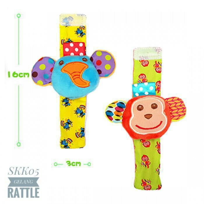 Gelang Rattle Karakter Animal - Mainan Gelang Rattle Bayi Krincing - Mainan Bayi