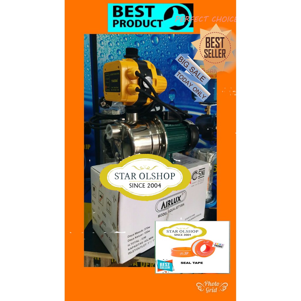 Pompa air otomatis Airlux Aqua Jet 100 stainless booster pump pendorong