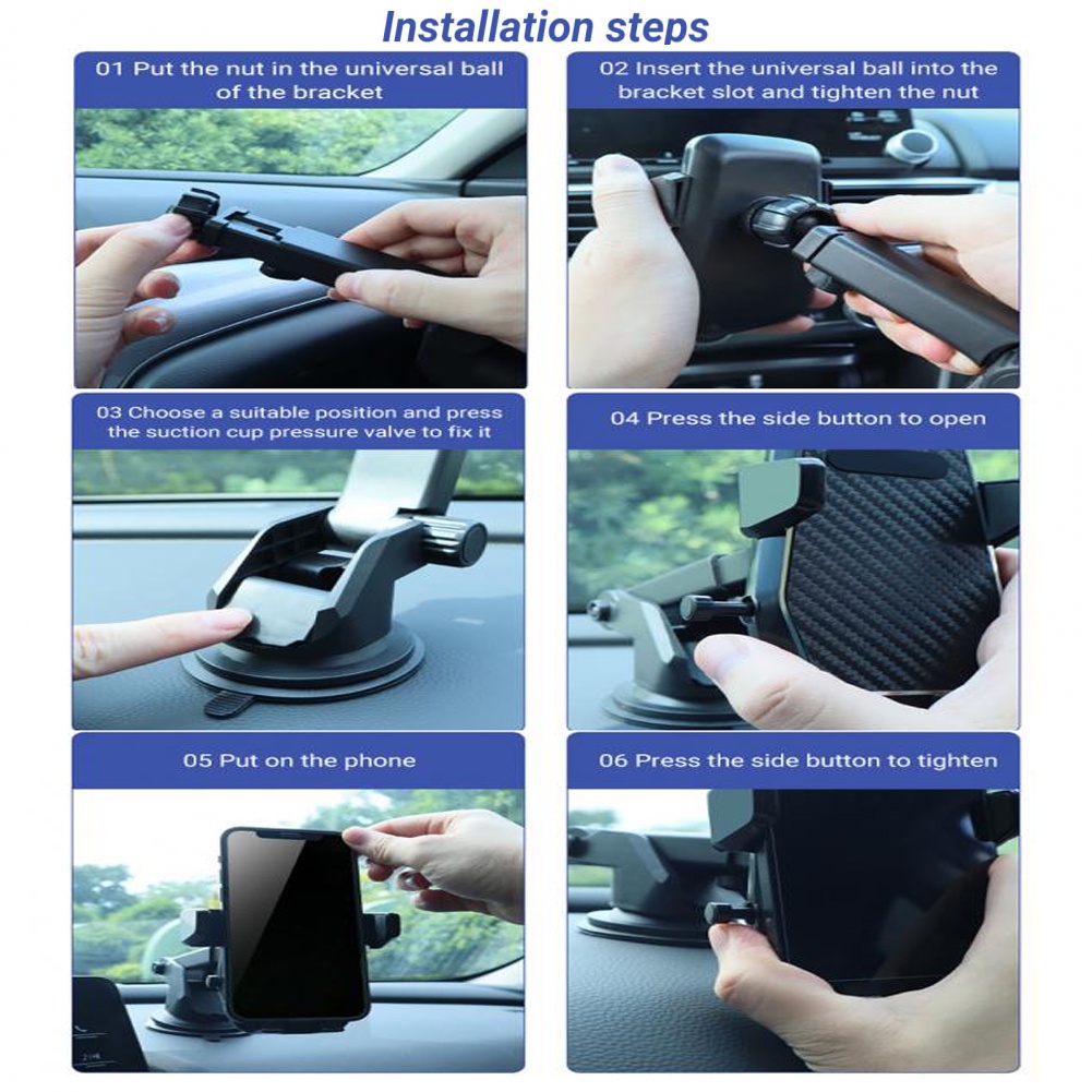 Car Phone Holder HP Dashboard Kaca Mobil Dudukan HP 360° Adjustable