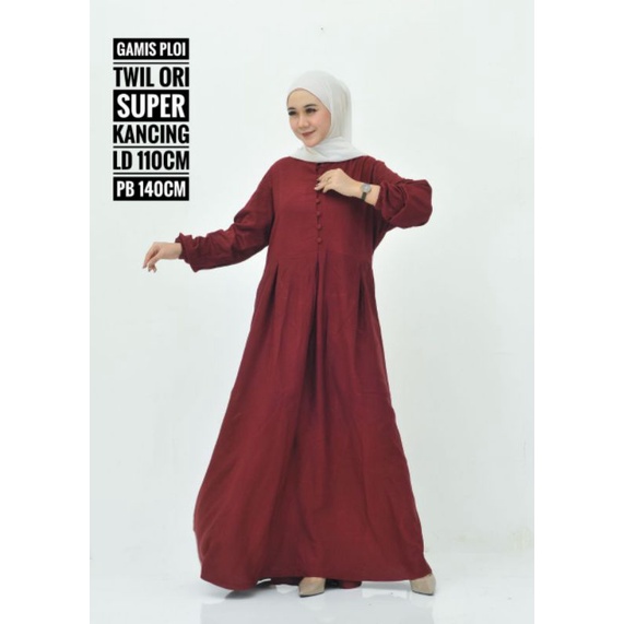 Gamis Ploy Polos Kekinian|Gamis Twil Ori Super Ld 110cm Pb 140cm |Gamis Polos
