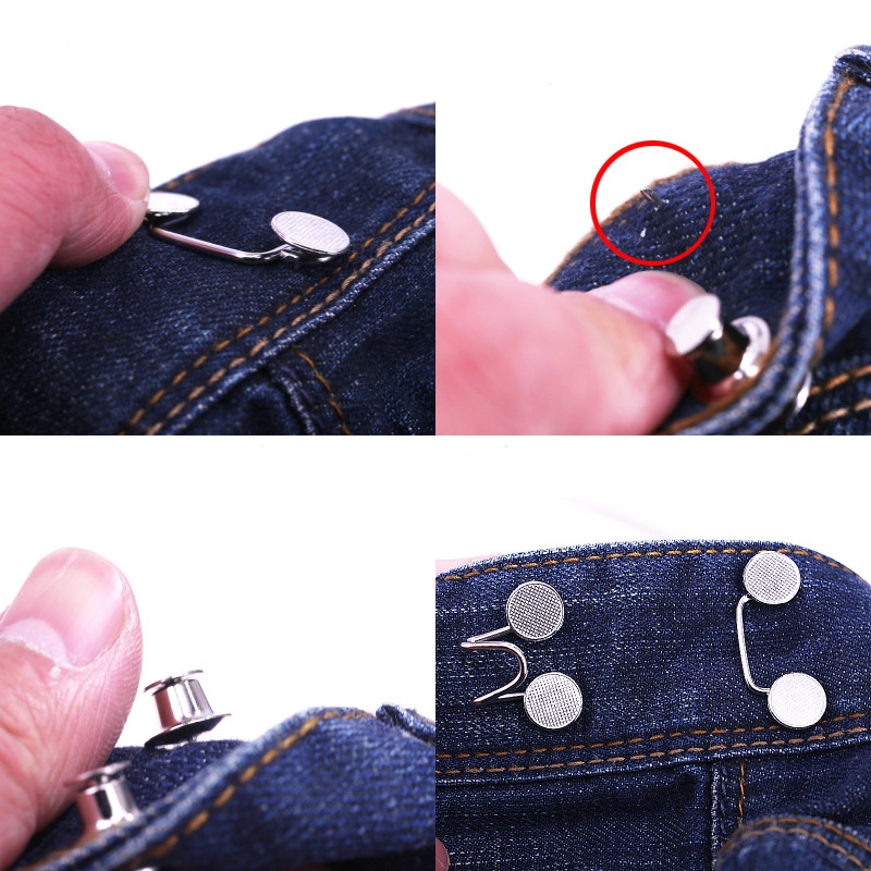 1Set DIY Invisible Universal Detachable No Needed Sewing Replacement Stretch Jeans Waist Extender Button Button