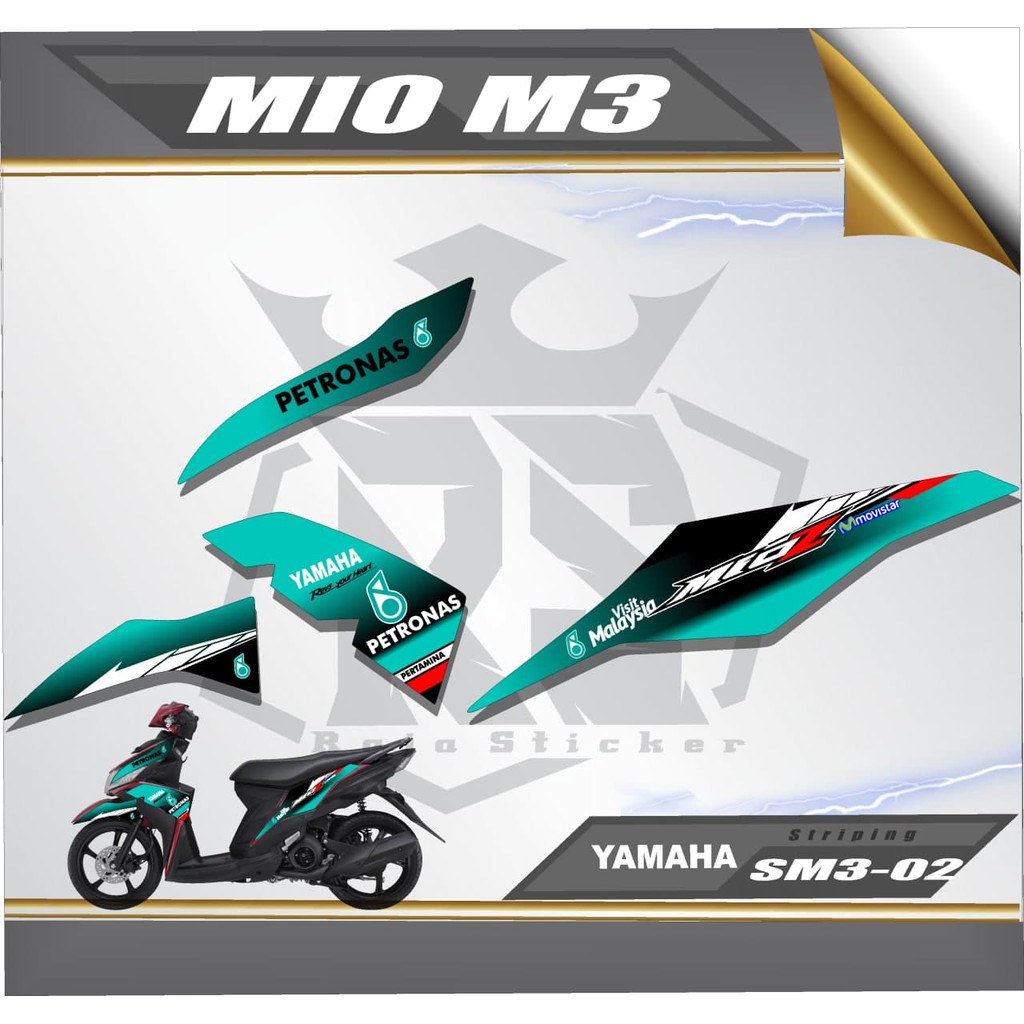 Striping Variasi Motor Mio Z / Mio M3 -Mio 125 Sticker Skotlet Motor List Body PETRONAS RACING 03