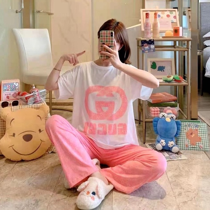 Piyama CP wanita baju tidur import jumbo/bigsize-CP GC PINK