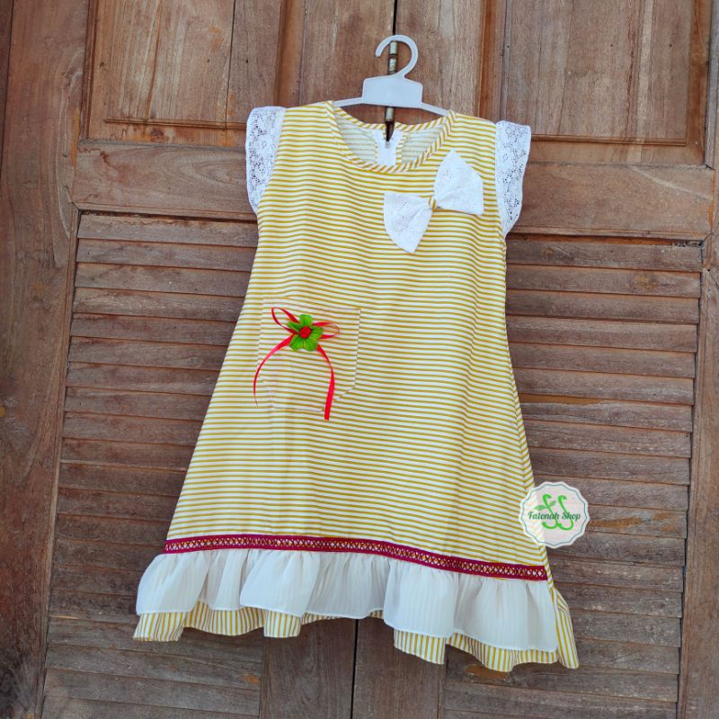 Dress anak 4 5 tahun gaun anak cewek perempuan motif strip unik cantik ( dress umiko strippita )