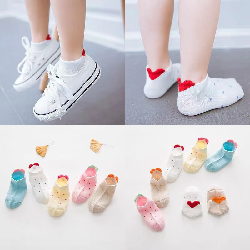 (1 Set 5 pcs) Set kaos kaki Anak Perempuan Motif Love Import Permium Baru