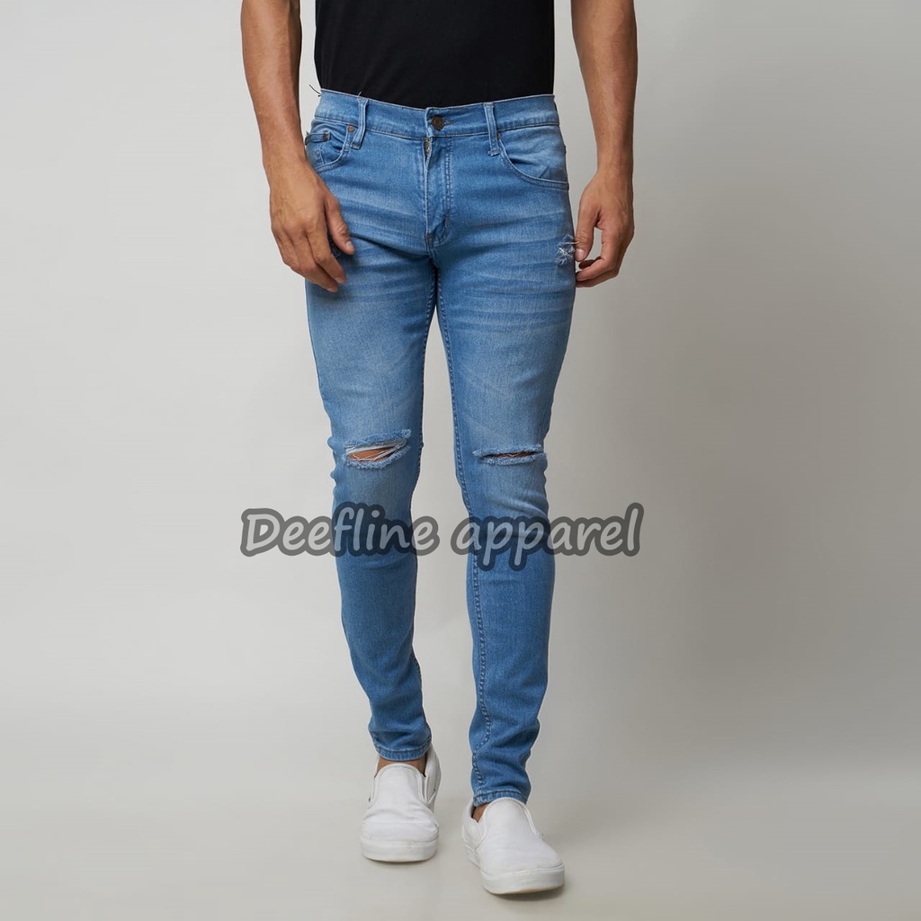 Deefline - Celana Jeans Pria Skinny Slimfit Ripped Jeans BIO BLIZT