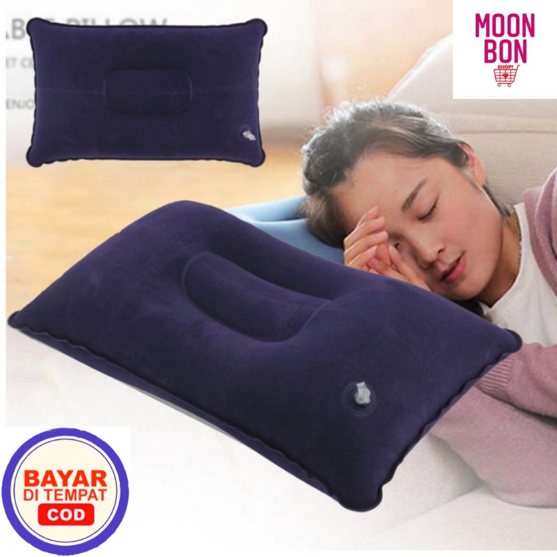 Bantal Angin Tiup Bahan Bludru Untuk Sandaran Kursi Sofa Mobil Inflatable Travel Pillow Air Udara