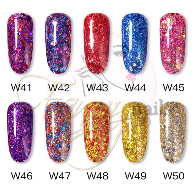 (01 - 20) ROSALIND glitter W series 7ml kutek botol glitter rosalind kutek gel soak off uv gel