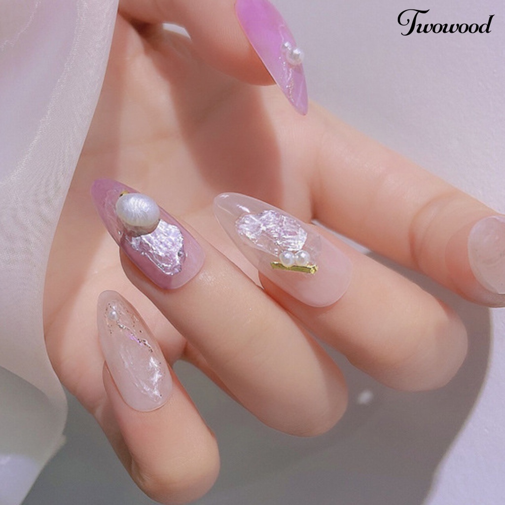 Twowood 1 Kotak Ornamen Kerang Asimetris Untuk Dekorasi Nail Art