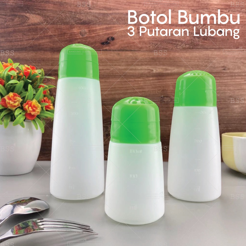 Botol tempat penyimpanan bumbu dengan 3 model lubang plastik Pepper Shaker Lada garam