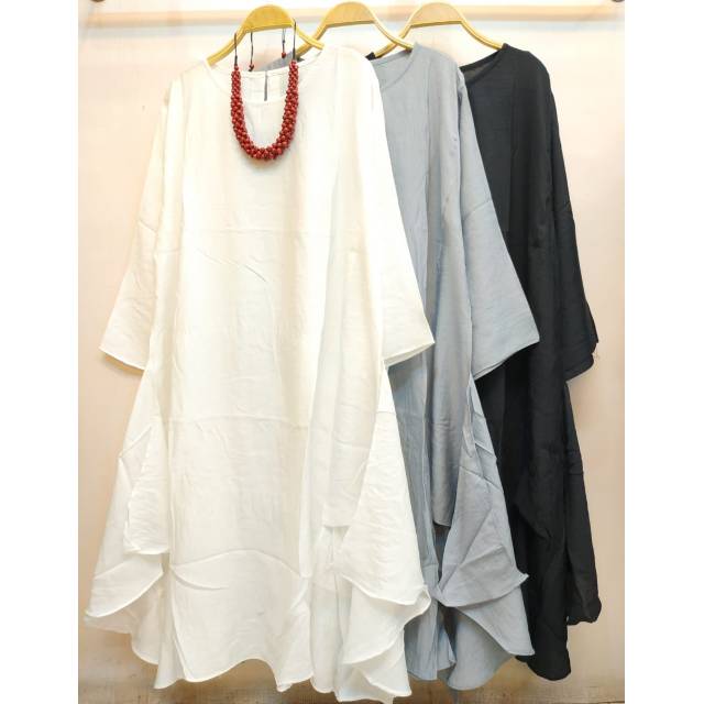 Long tunik layered material silk katun import fit to XL Ld 110 Pj 102